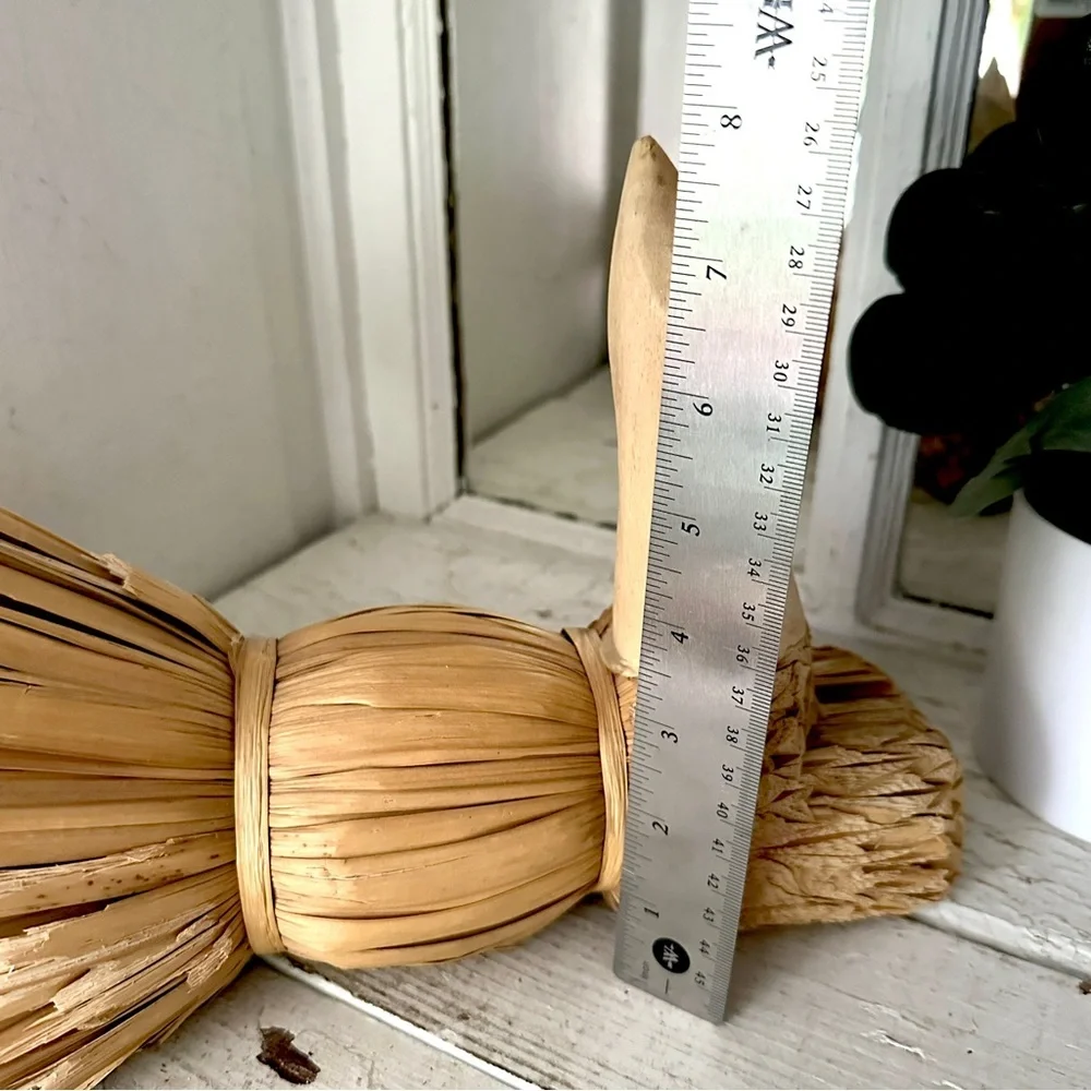 Cat Carved Wood Face Straw Husk Reed Body Decoy Figure 12” Home Decor Rustic Vtg